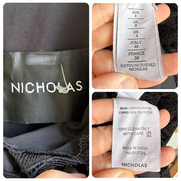 Nicholas Azalia Lace Plunge Dress in Black | Size 4 - Picture 8 of 9